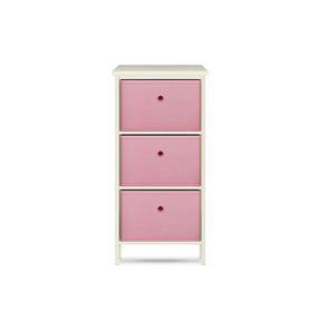 Home Master 3 Drawer Pine Wood Storage Chest Pink Fabric Baskets 70 x 80cm