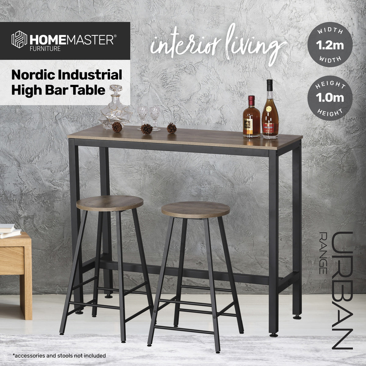 Home Master High Bar Table Nordic Industrial Design Stylish Modern 120cm